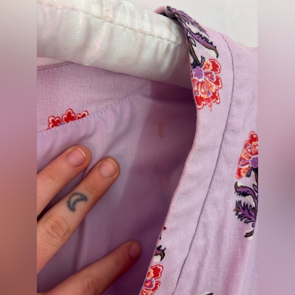House of Harlow 1960 Puff Sleeve Linen Blend Lavender Floral Midi Dress Size 8 - Picture 7 of 13